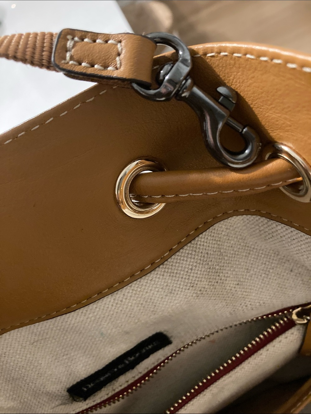 Dooney & Bourke Tan Drawstring Bucket Shoulder Bag - Picture 4 of 7